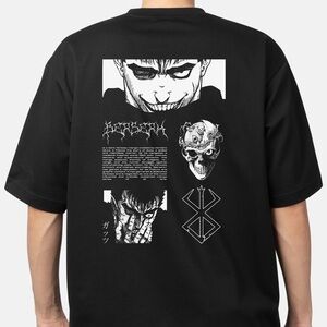 Black Short Sleeve Tee with Anime Graphic